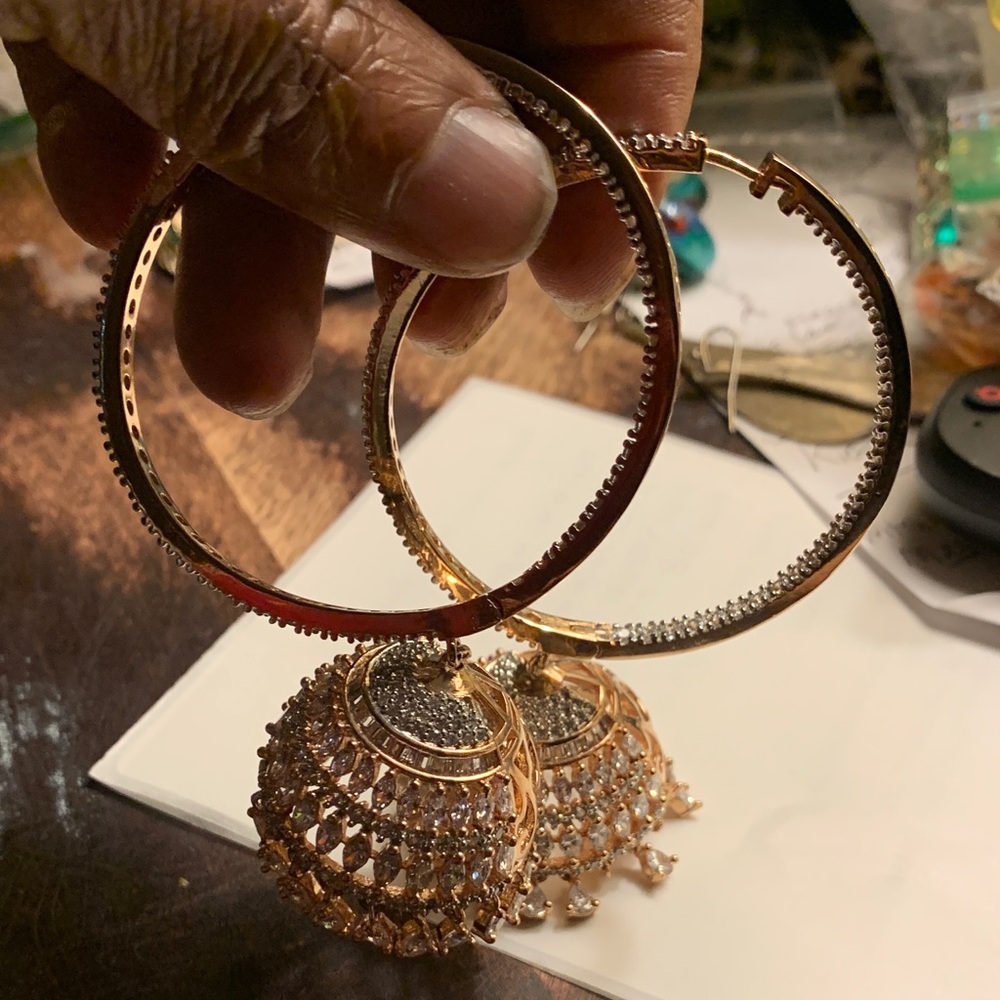 Big Balia Jhumka Elegant Gold and Silver Hoop Earrings (Bollywood Style)